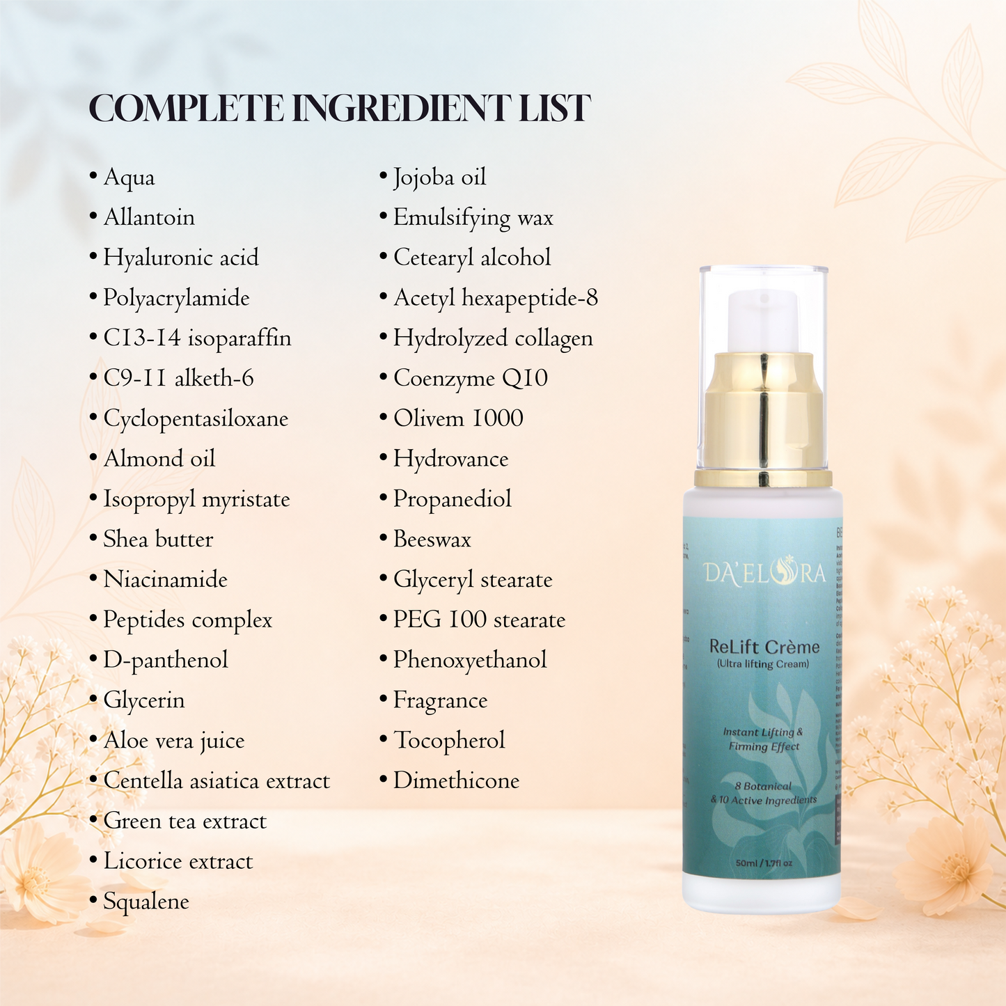 Pureté Cleanser | Cleanser + Nighté Nourish | Night Cream + SunéShield | Sunscreen + Rélifting Créme | Ultra lifting Cream (Combo)